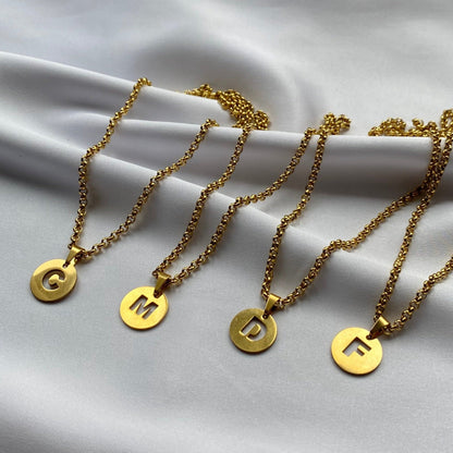 Small gold initial necklace